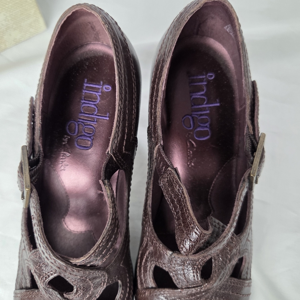 Clarks Indigo Sylvie Brown Leather Heels | Size 7M Celtic Dark Academia - Picture 7 of 10